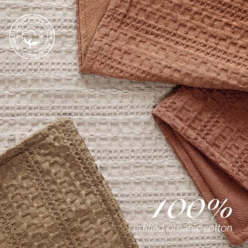 Image of Foindtower Set of 2 Decorative Cotton Waffle Weave Lumbar Throw Pillow Covers Euro Shams Cushion Covers Accent European Pillowcase for Bed Couch Bedroom Living Room Home Decor 12x20 Inch Orange Brown