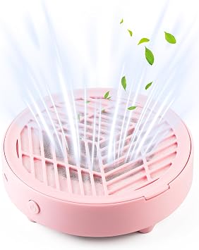 LIARTY Small Portable Nail Dust Collector Nail Tech Quiet Mini Vacuum - Nail Fan Dust Collector Vent with Filter Paper Sheets for Nail Art - Professional Nail Tool Supplies Pink