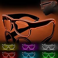 Vista 48 de Ainiv Gafas de luz inalámbrica, 3 modos, LED luminosas, que brillan en la oscuridad, para fiestas, DJ, EDM, Halloween, Navidad Inalámbrico - Rosa