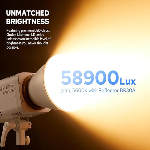 Miniatura 3 de Godox LE300Bi 315W Luz de video LED bicolor, 58900Lux1M con control de aplicación, 2800K-6500K CRITLCI 98+98+ Luz de estudio con 11 efectos FX,