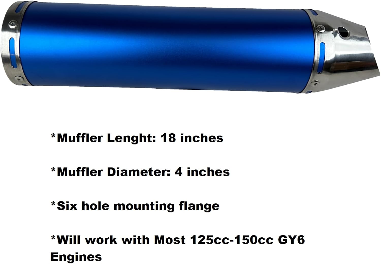 RedCap High Performance Muffler Exhaust System for 125cc 150cc GY6 Scooter Moped TaoTao Kymco Vitacci Benelli Beast 150 Upgrade for 152QMJ 157QMJ Engines (Blue)