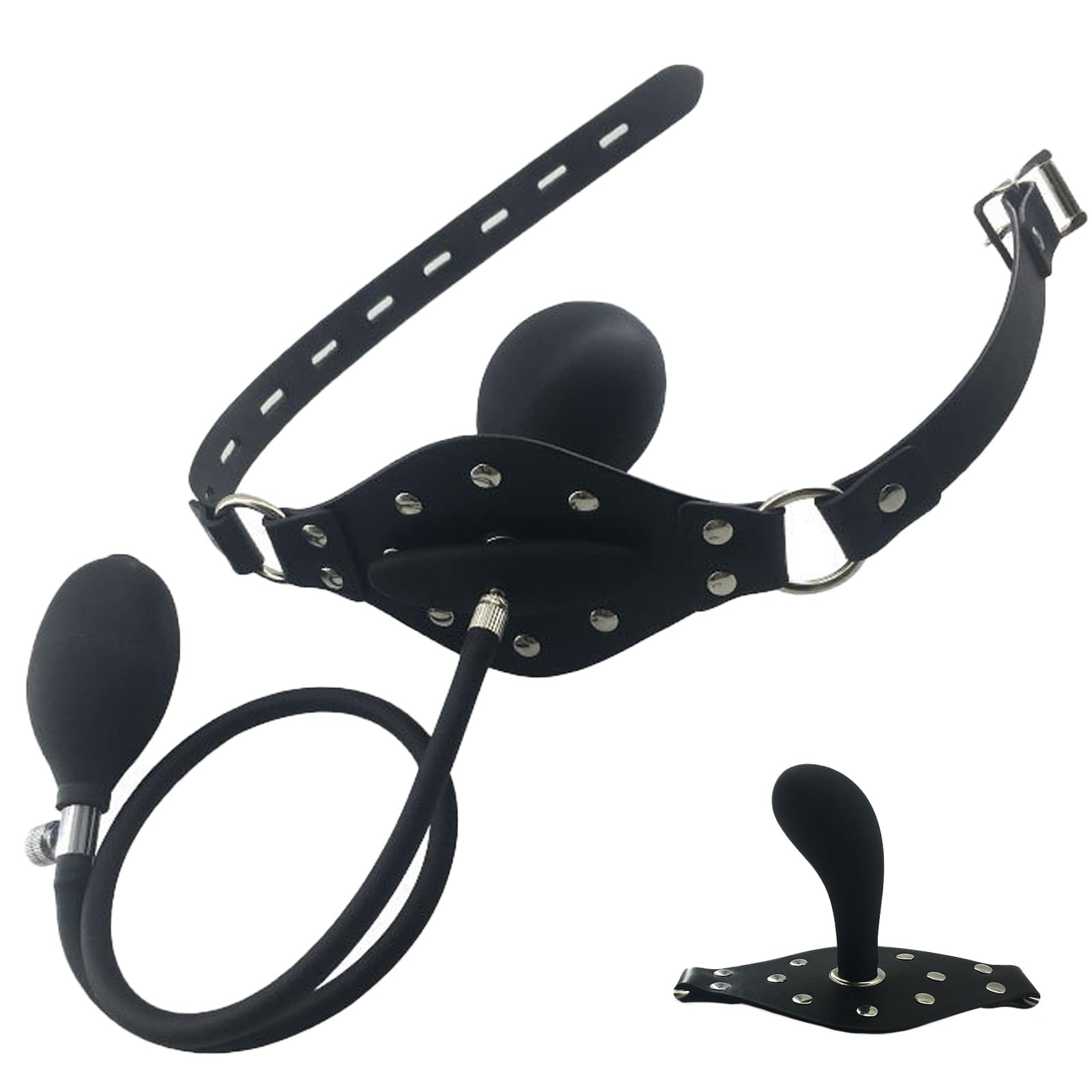 Bavaglio gonfiabile in silicone, gag BDSM sex toy per coppie, mouth gag ball regolabile per fetish uomini donne sesso estremo