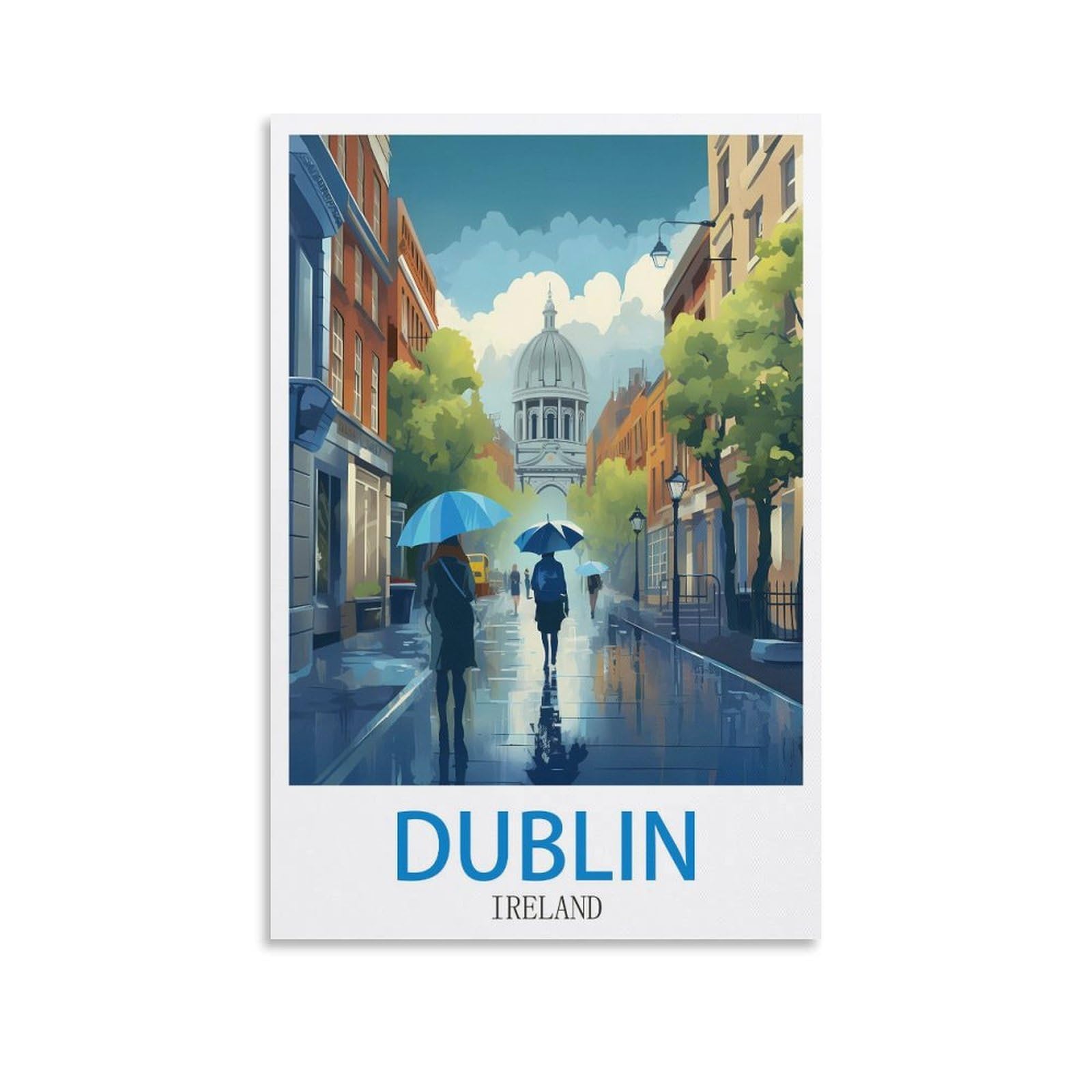 Clfmhnas Unframe-Style Dublin Ireland Vintage Travel Posters 12X18inch(30X45cm) Canvas Wall Art Prints