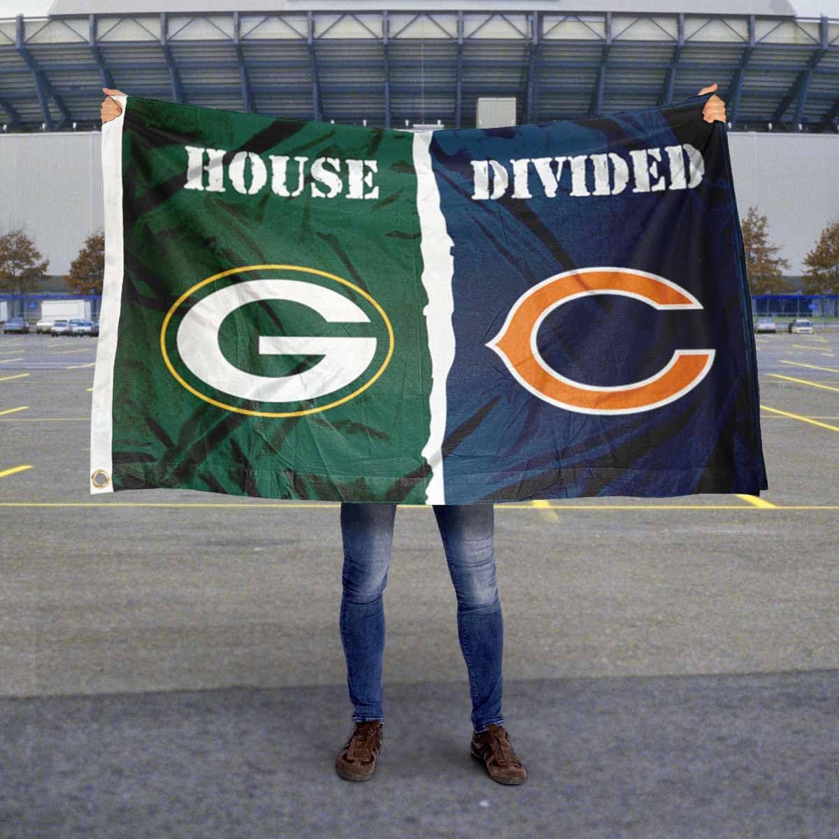 Green Bay Packers and Chicago Bears House Divided Flag