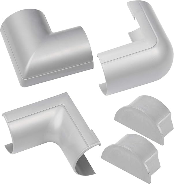 D-Line Maxi Cable Trunking Clip-Over Accessory Multipack, Join Multiple Lengths of 50x25mm Cable Cover, 5 Piece Electrical Trunking Accessory Multipack - Aluminium-Effect