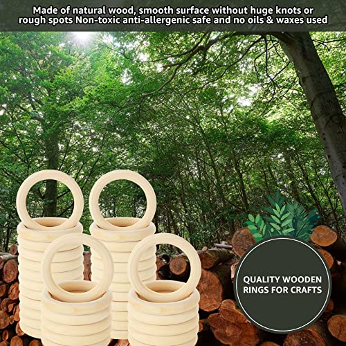 Ziqi 80 Pcs Wooden Rings For Crafts, Natural Unfinished Solid Wood Rings Smooth Wood Circles For Diy Craft, Ring Pendant Connectors, Jewelry Making And Macrame Decor (2.75"/70Mm) #TOP5