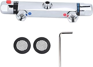 Wall mount Bathroom Thermostatic Shower Valve Trim,Thermostatic Mixer Valve, Exposed Shower Faucet with Constant Temperature water mixer for Bathroom, RV, Clawfoot Tub, Thermostatic Mixer Valve,