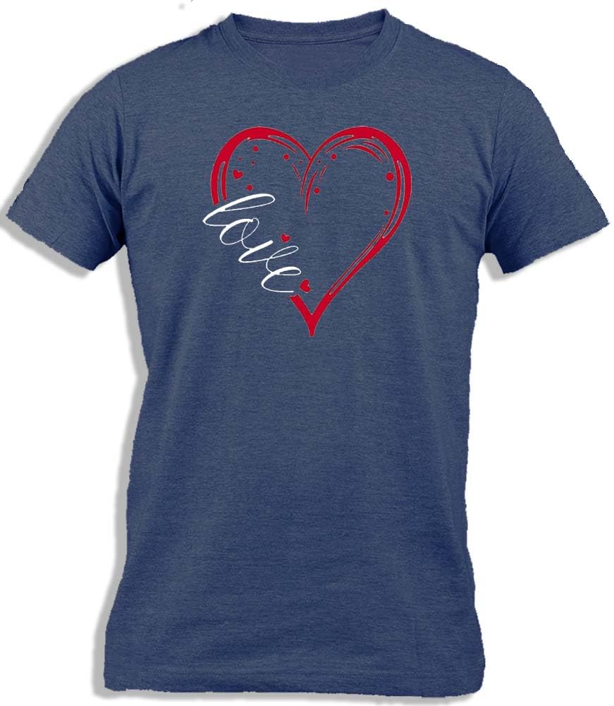 Ay Cabron™ LOVE | Love Script Letters With Painted Red Heart Silhouette | Loving Phrase | Happy Valentine's Day | Spread The Word Love Cotton T-Shirt For Men