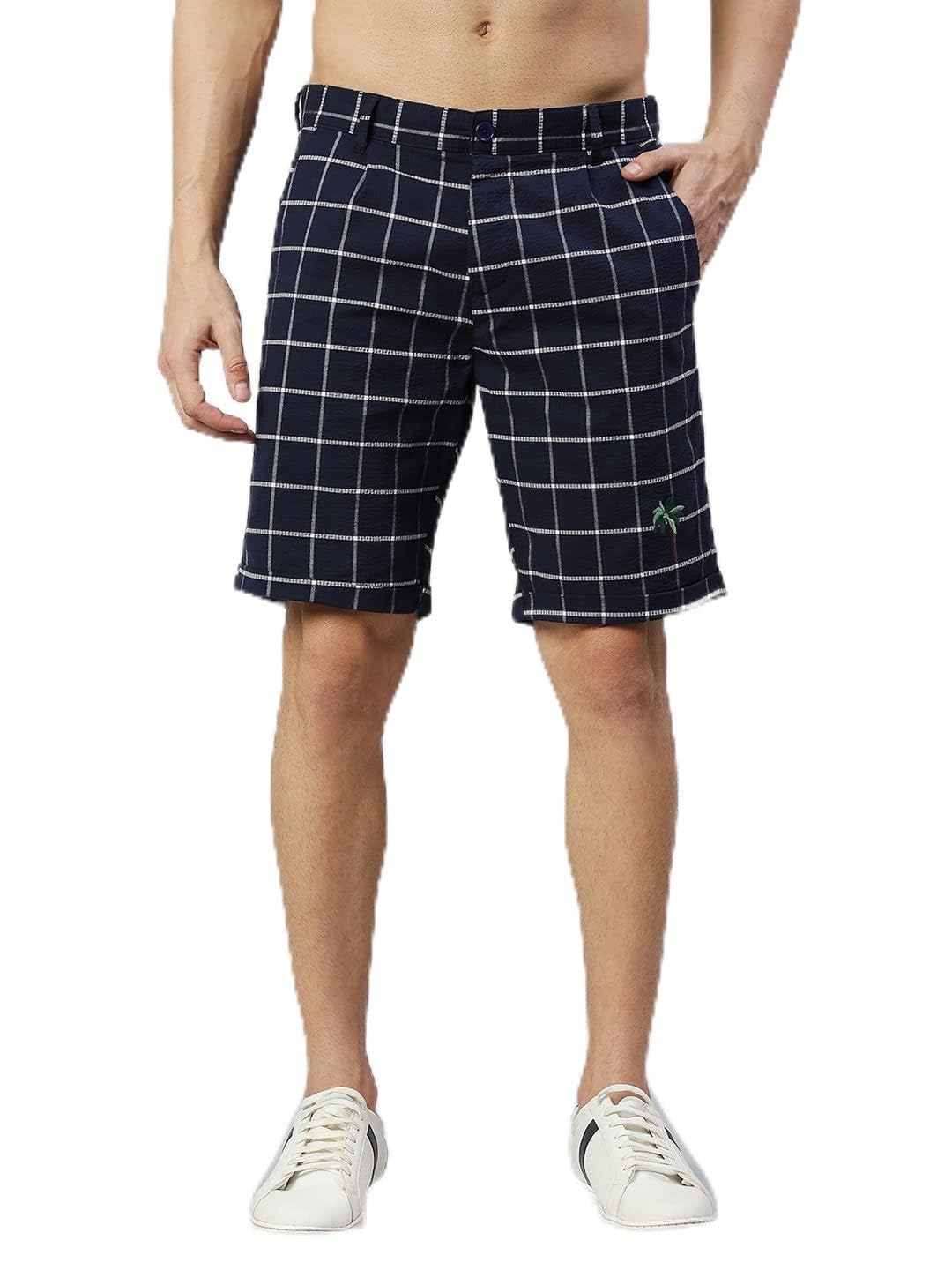 thomas scott Men's Checkered Slim Fit Seersucker Shorts-picture-13