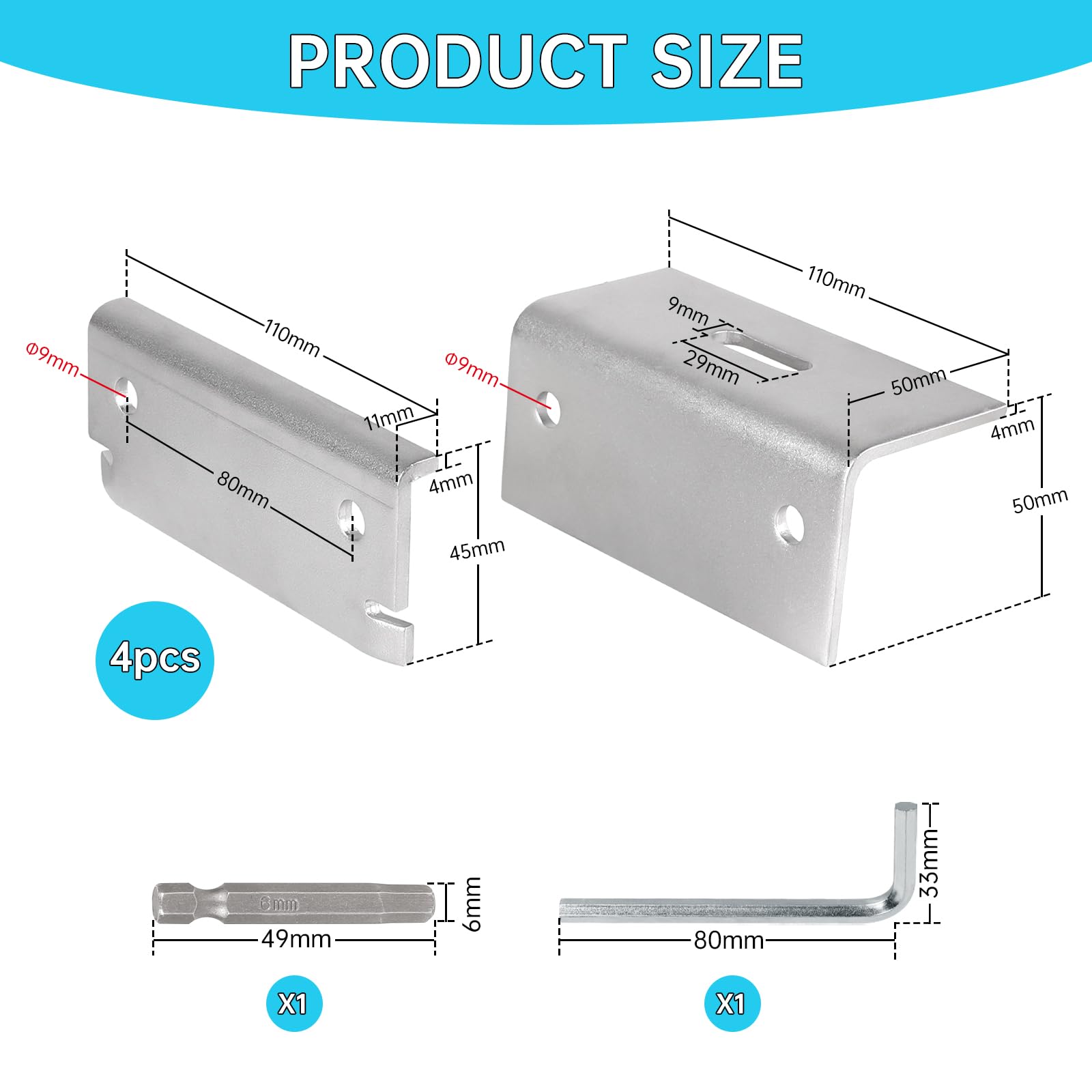 4 Pezzi Morsetti per tetto in acciaio inox 304 Fissaggi solari per pannelli fotovoltaici, Morsetti per tetti metallici e a greca, pannelli solari, resistenti alla corrosione e durevoli Argento