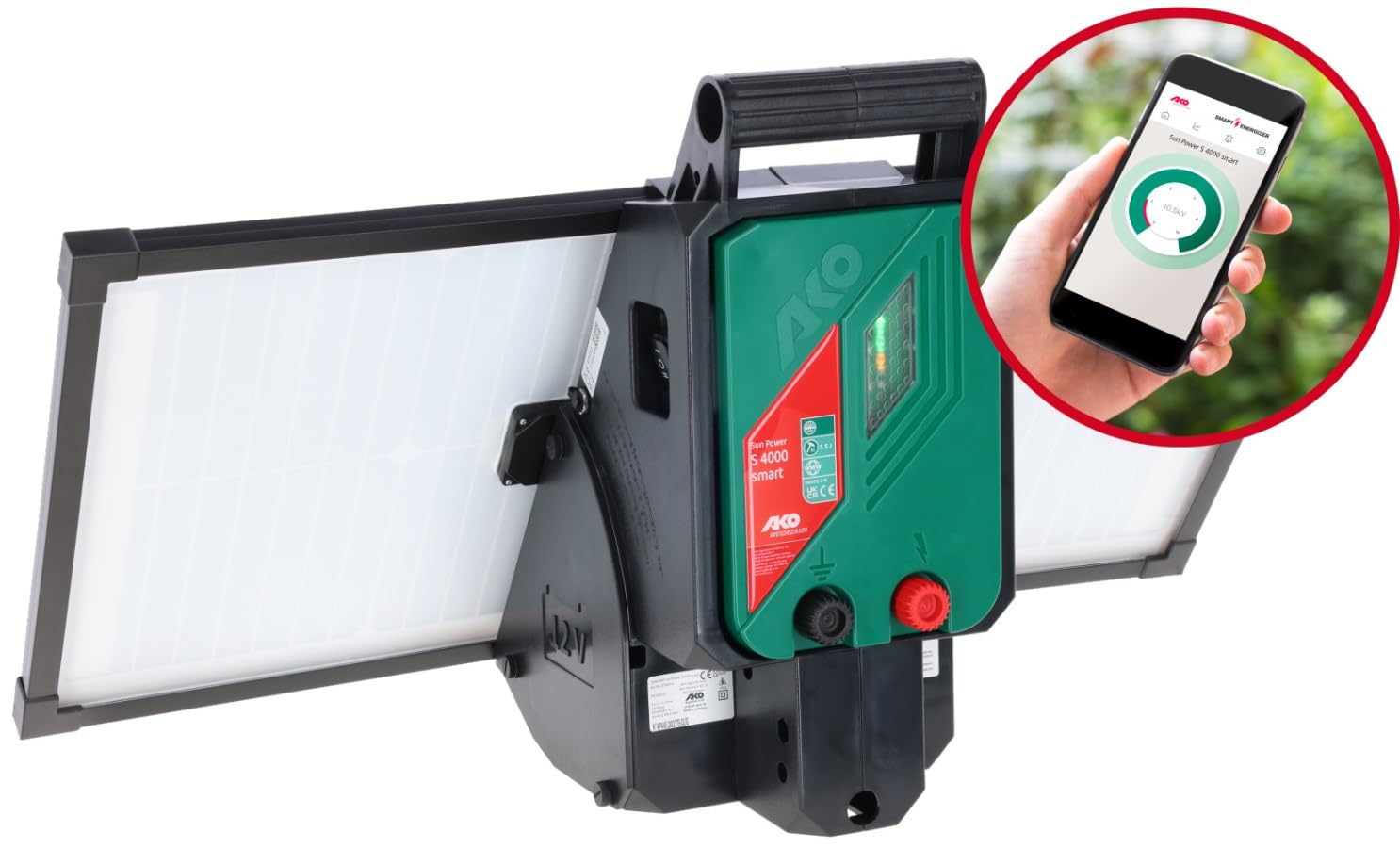 AKO Sun Power S 4000 Smart (monitoraggio per recinzioni mobili, Tester per recinzioni e batterie, Accessori per Animali, Animali da pascolo, Recinzione per Animali) 372954
