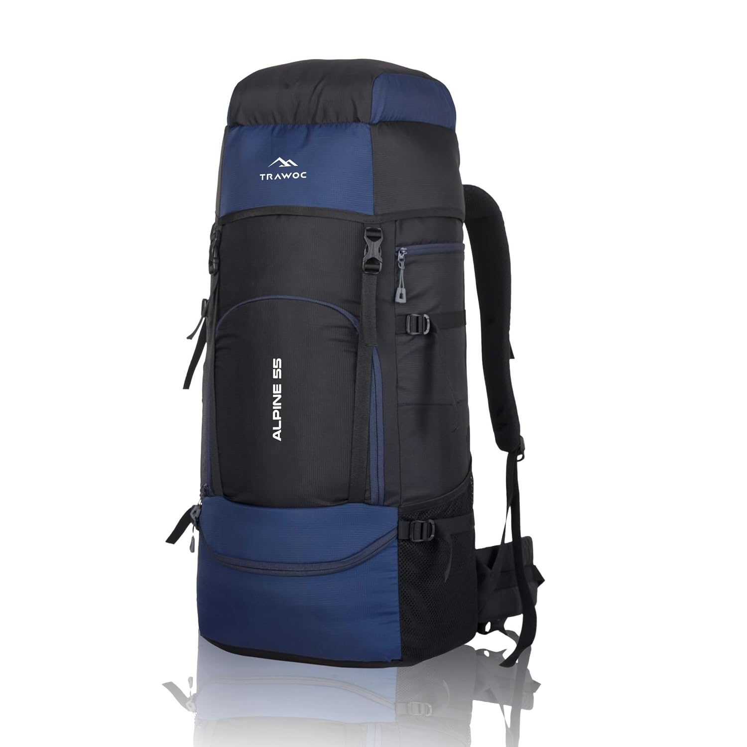 TRAWOC ALPINE 55 Liter Travel Backpack Front & Top Loading Camping Rucksack Hiking Trekking Bag for Men & Women, SHK007