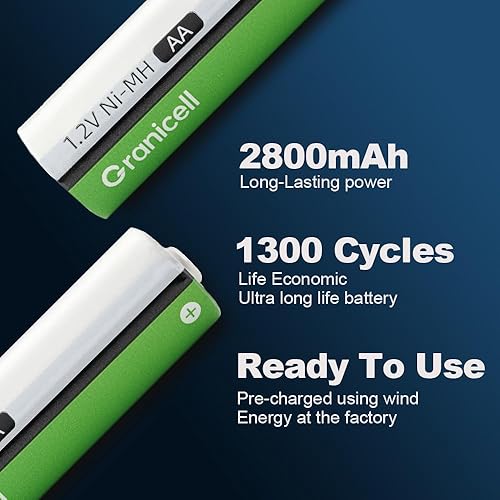 Miniatura 2 de Baterías recargables AA de 2800 mAh de alta capacidad 1300 ciclo, 1.2 V NiMH baja autodescarga AA batería, paquete de 16