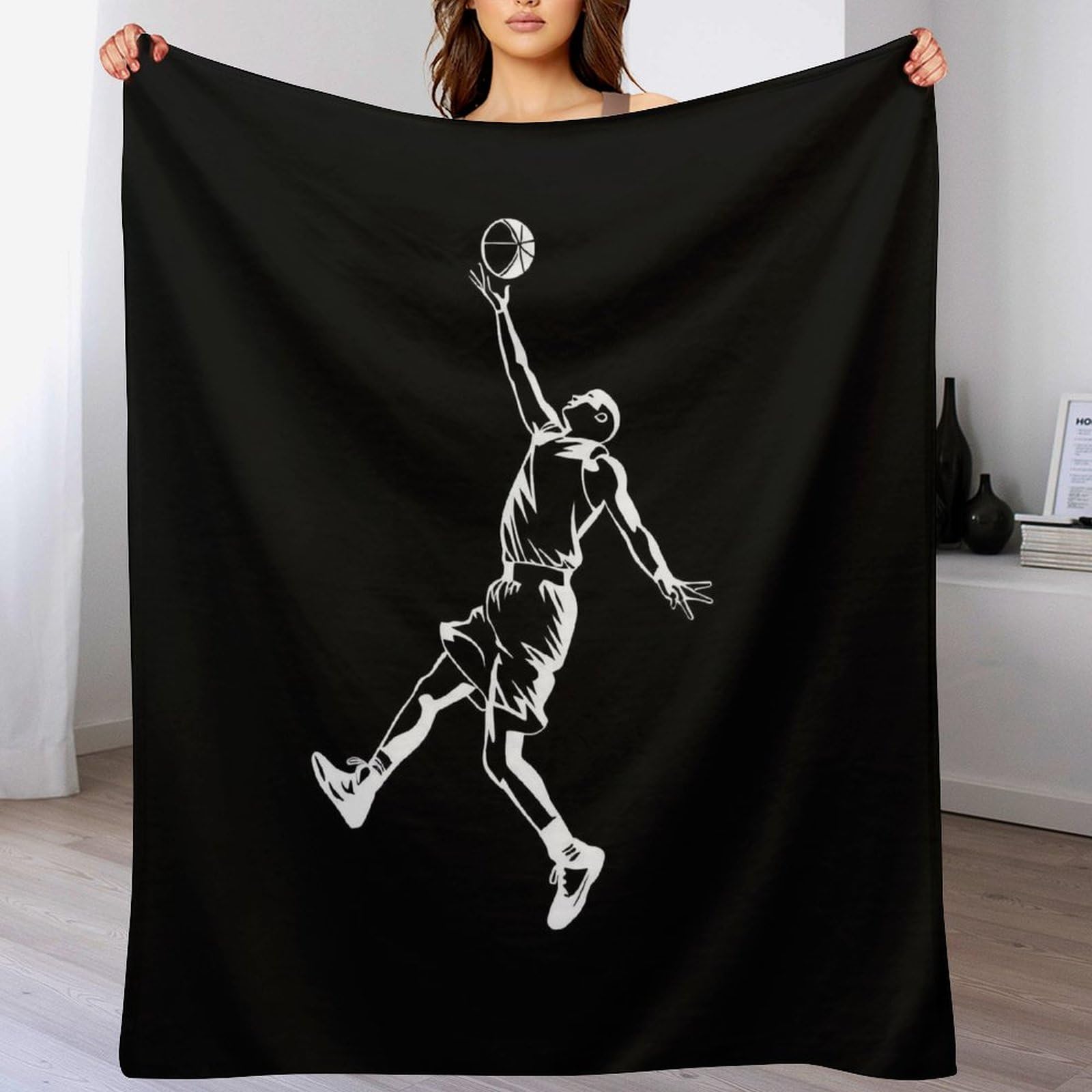 Couverture de basket-ball chaude en polaire pour lit et canapé