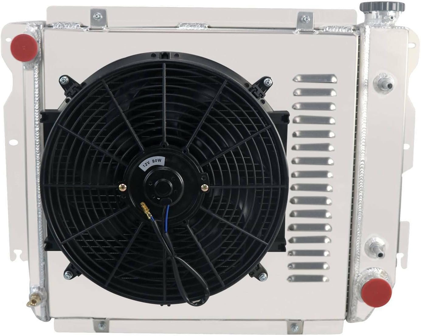 3 Rows Core Radiator Shroud Fan For Jeep Wrangler YJ/TJ Chevy GM V8 Conversion Aluminum Radiators 14''Fan Shroud+Relay 1988 1989 1990 1991 1992 1993 1994 1995 1996 1997 1998 1999