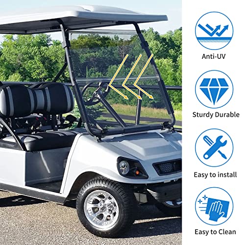 Aozzo Club Car Golf Cart Accessories Windshield, Waterproof Foldable Acrylic Replacement Golf Cart Windshield Compatible With Club Car Ds 2000 Up, Clear #TOP5