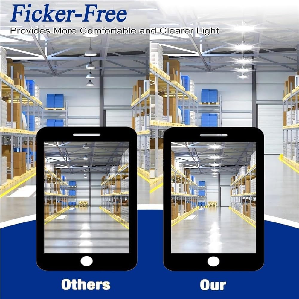 LED High Bay Commercial Light 200W 250W 300W, 4 Pack High Bay Shop Lamp IP65 AC185-265V Wide Voltage Industry Lighting for Warehouse, Factory, Workshop(100W)