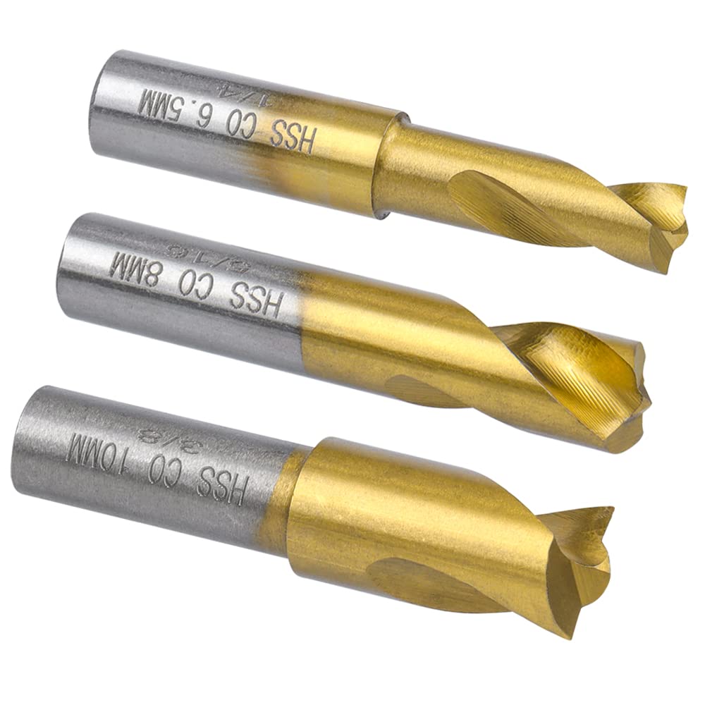 Mesee Lot de 3 Forets à Souder par Point HSS CO Plaquée en Titane 6.5mm/8mm/10mm
