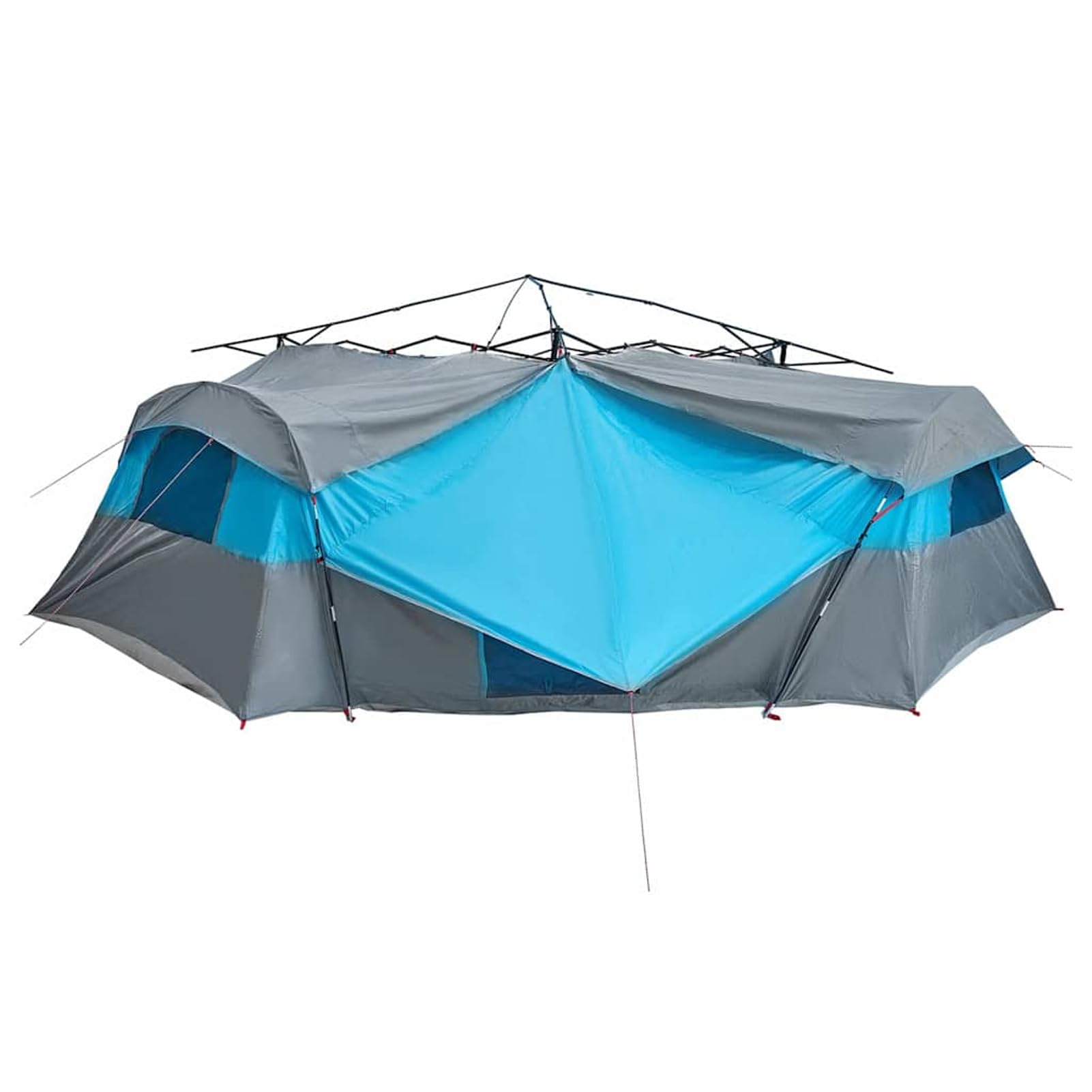 Homgoday Tenda Familiare 520x520x190 cm Blu - Taffet¨¤ 3 Stanze 8 Posti 2 Porte con E-Port per Campeggio e Gruppi