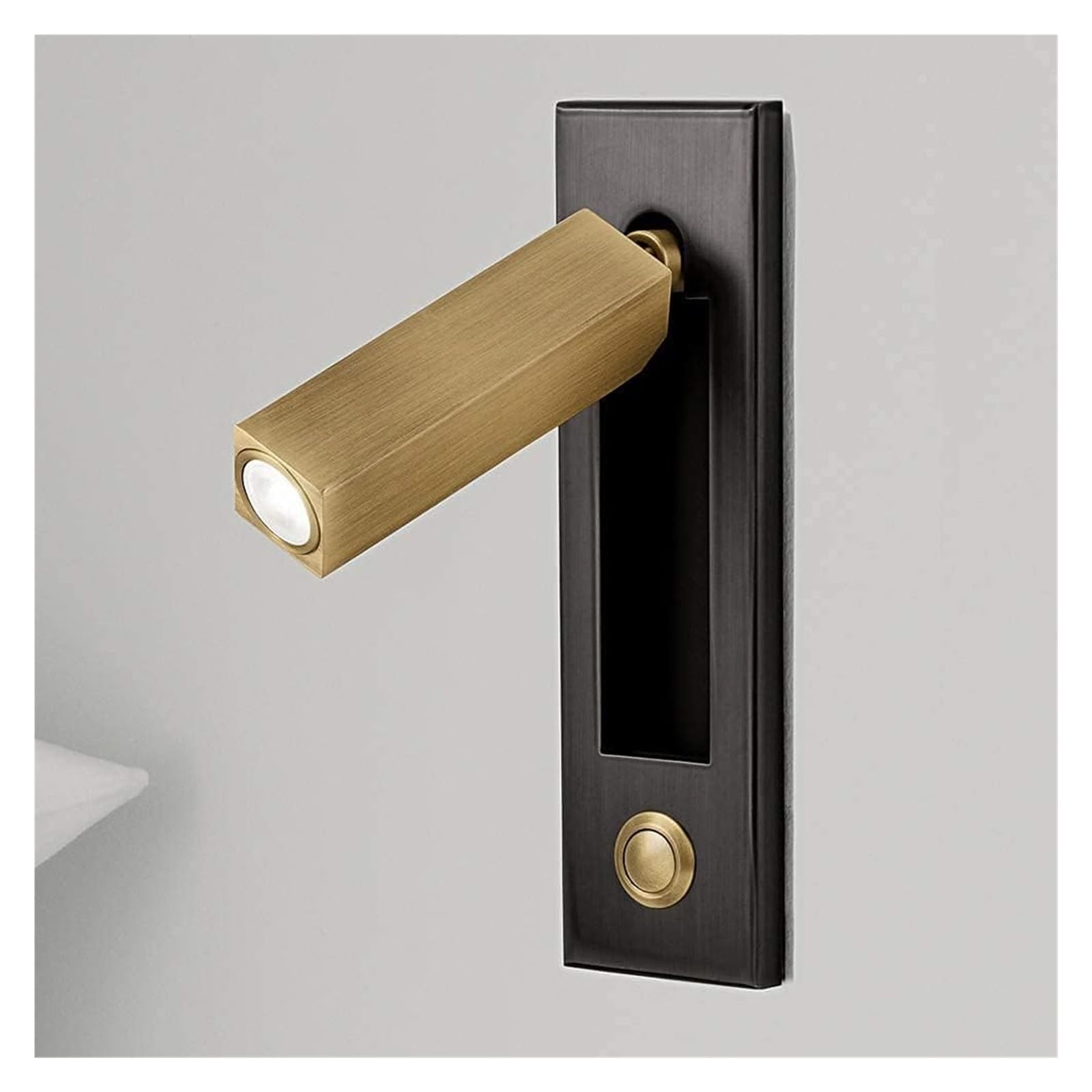 Wall Lamp Reading Lamp Hotel Headboard Spotlight,LED Wall Lights Fixture Bedroom Bedside Light 360°Rotatable 90°Foldable Push Switch Wall Mount Sconce Fixture (Color : Brushed Brass)
