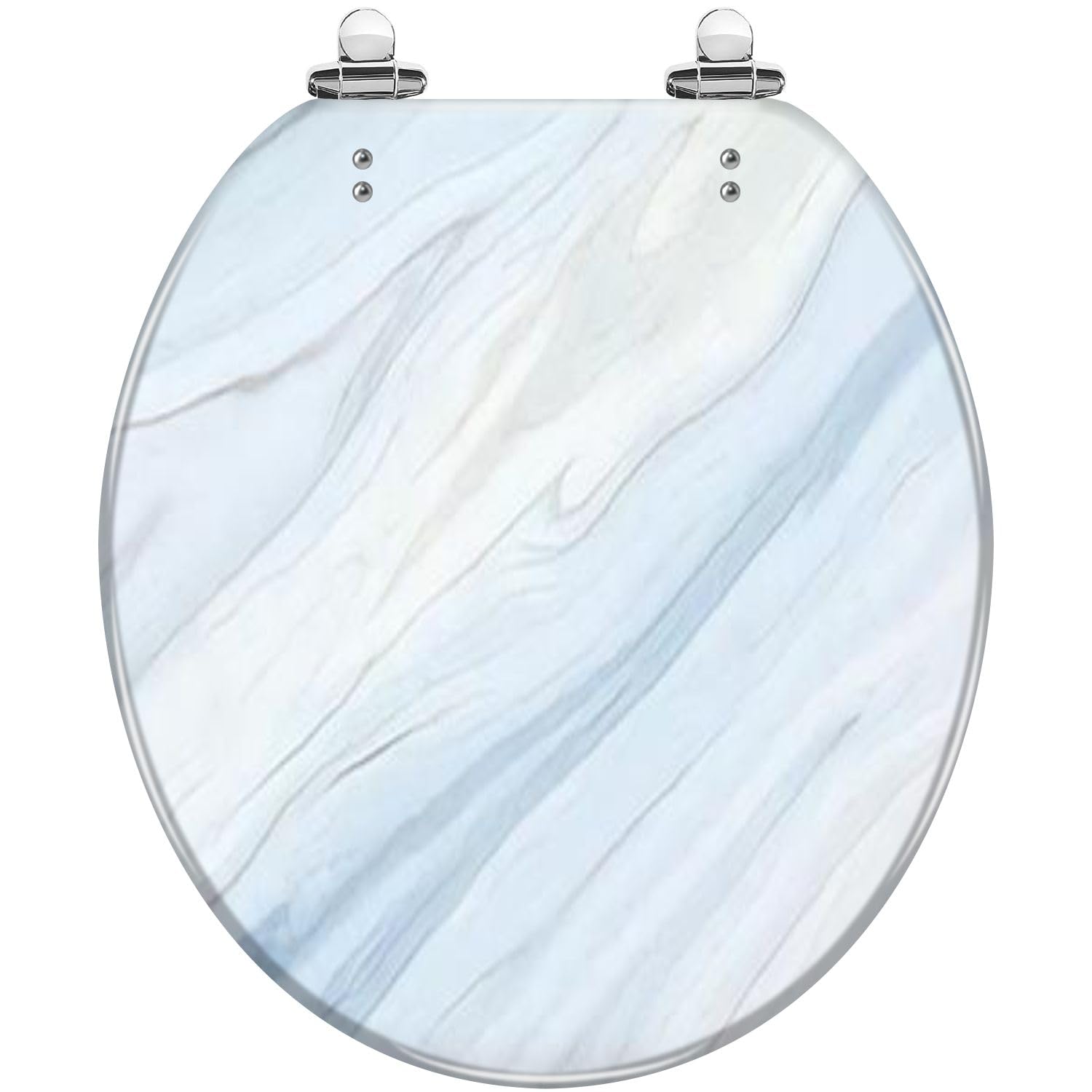KEXYOAN 3D Painted Round Toilet Seat, Luxury Marble, Gold Black Resin, Slow Close, Hinges Quick Release, Easy Clean(Multi10)