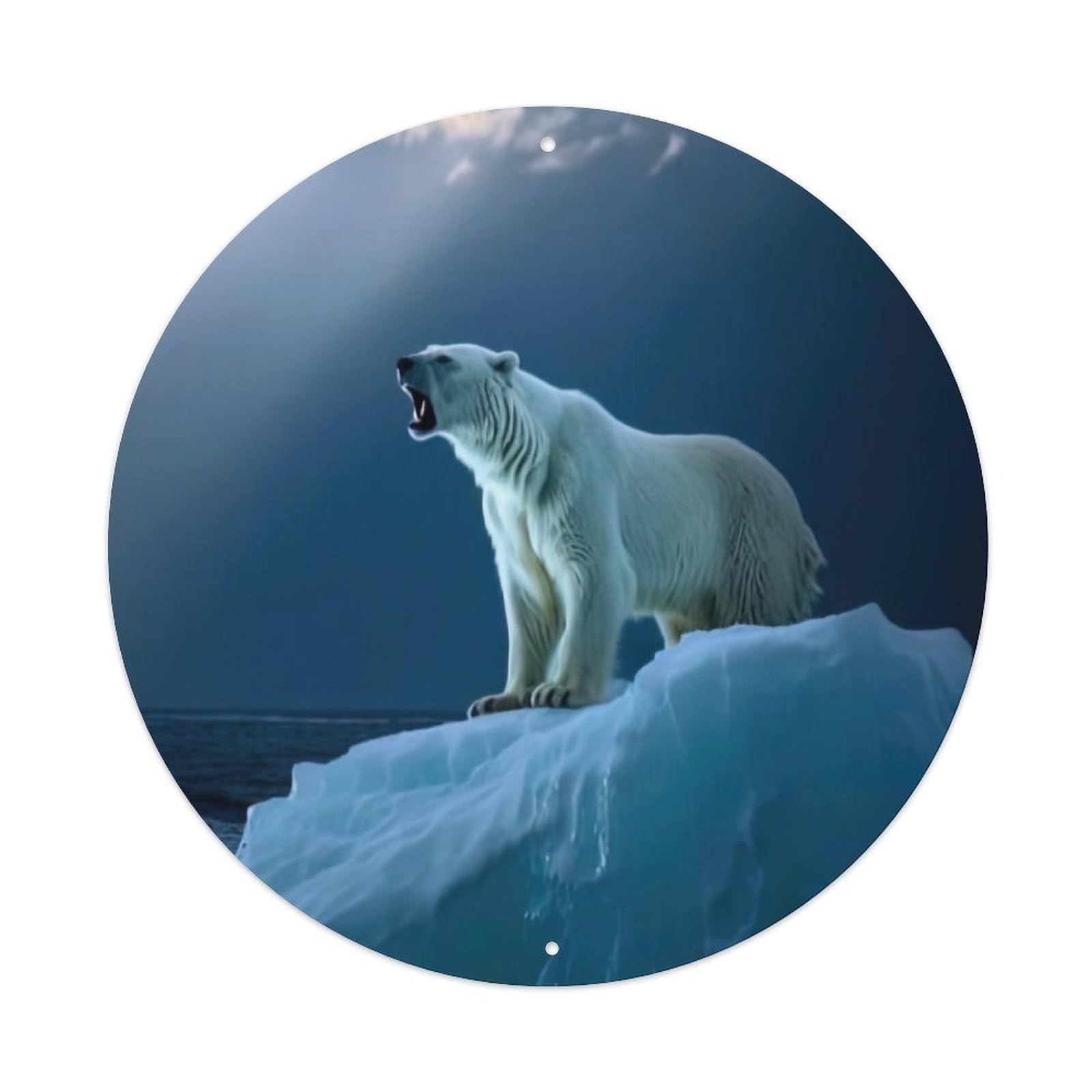Animal Artwork Roaring Polar Bear Vintage Metal Tin Sign Plaque Wall Decor for Cafe, Club Bar, Office, Garden Metal Poster 8x8Inch