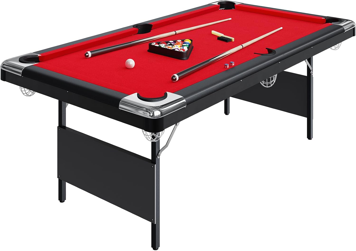 Garvee 7 Billiards Table, Adults Folding Billiards Tables, Portable Pool Table, Pool Tables Set for Family Game Room, Adult Rrec Room, Basements, Man Cave or Garage