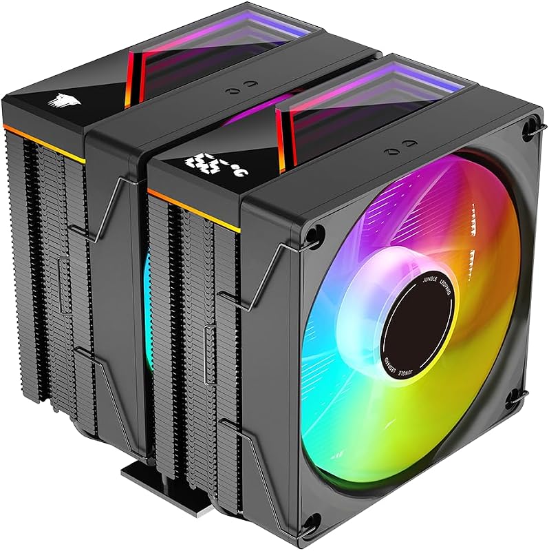 KF620-DGT CPU Air Cooler, Dual ARGB PWM Fans, 6 Heat Pipes, Digital Display Top Cover - High-Performance Cooling for AMD:AM4 AM5/Intel LGA 1700/115X/1200/1366/1851 PC Cooler(Black