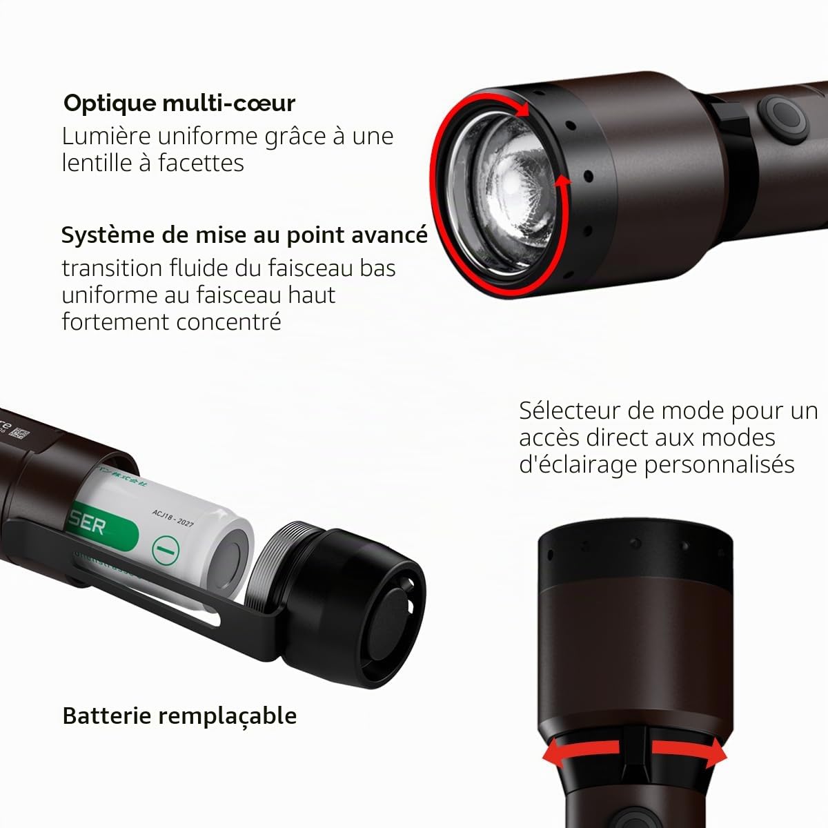 Ledlenser P6R Signature Lampe torche rechargeable 1400lm, 240m portée, IP68 | Mise au point réglable, 170 g, jusqu'à 60 h d'autonomie, modes SOS et Strobe, idéale pour la randonnée et le camping | 2020