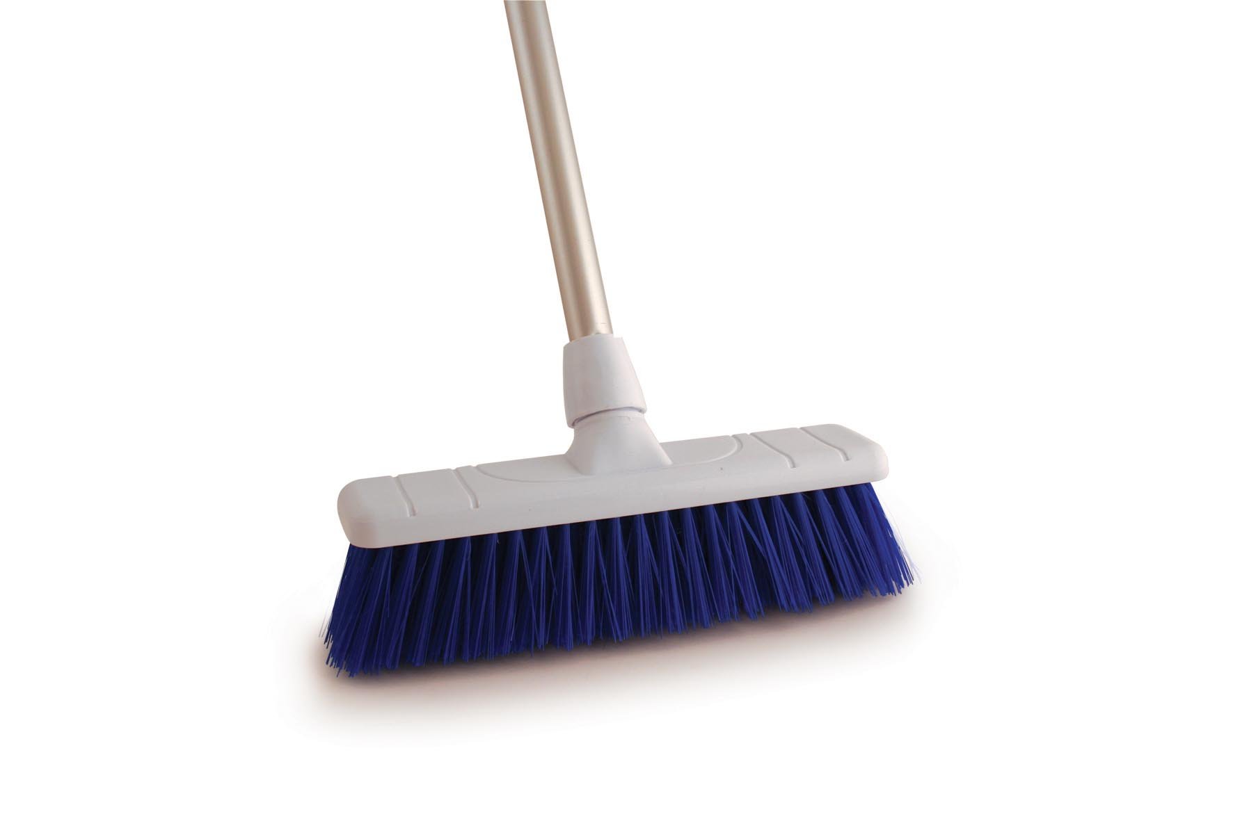 Simple Diy Blue 12" Stiff Colour Coded Food Hygiene Brush Sweeping Broom And Aluminium Handle