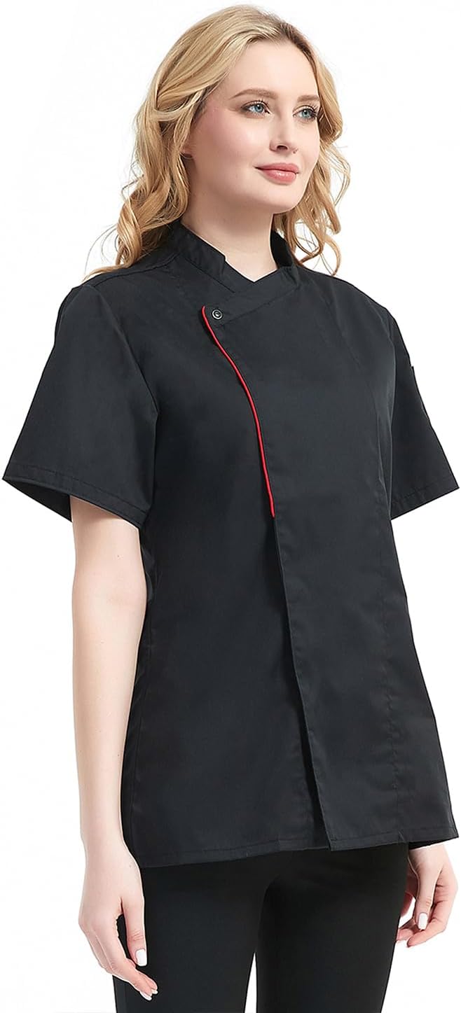 TopTie Women's Chef Coat Short Sleeve Chef Jacket - Image 3