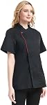 TOPTIE Women's Chef Coat Short Sleeve Chef Jacket
