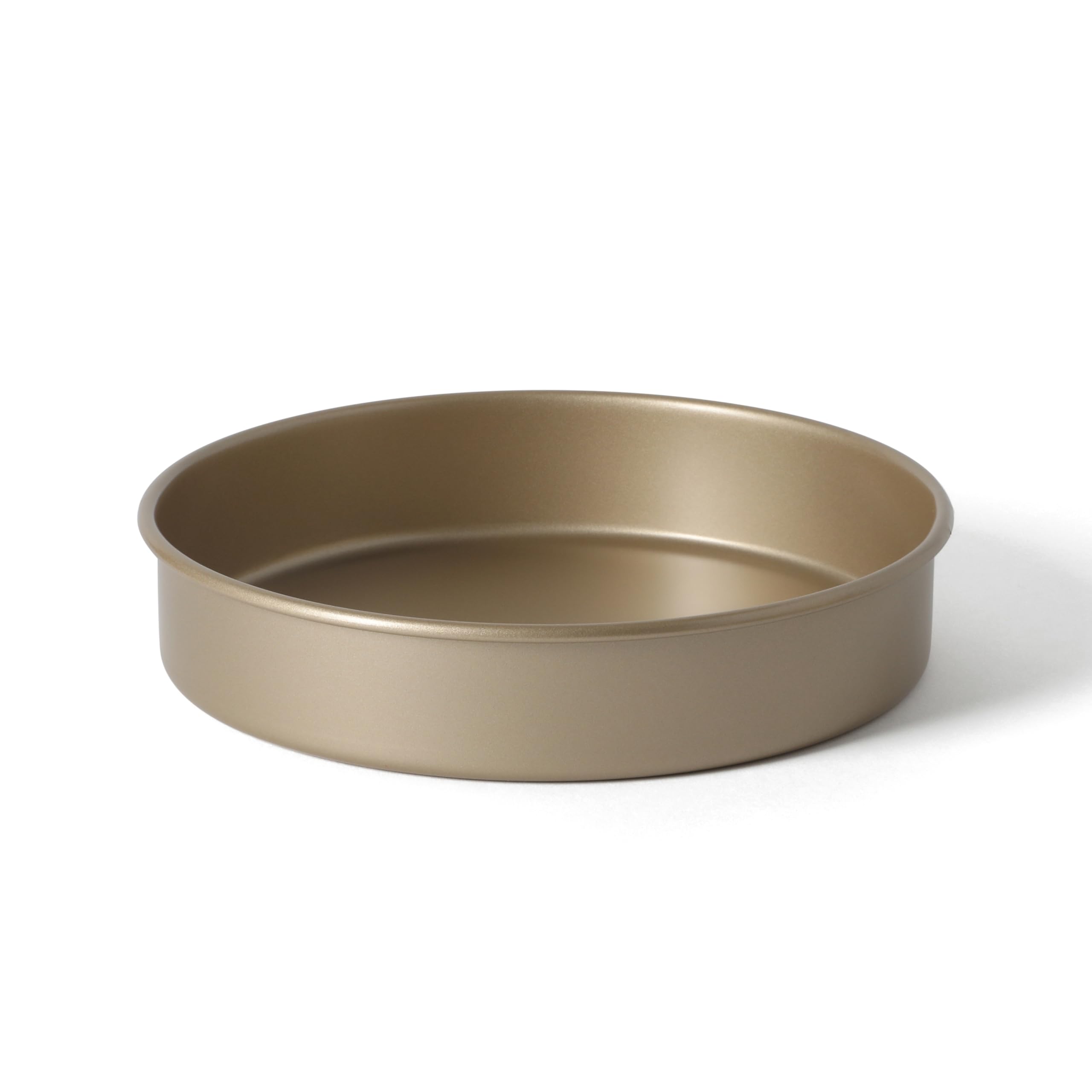 Martha Stewart Gallen 8 Inch Round Nonstick Carbon Steel Cake and Bake Pan - Champagne Durable Bakeware for Cakes, Pies &amp; Desserts