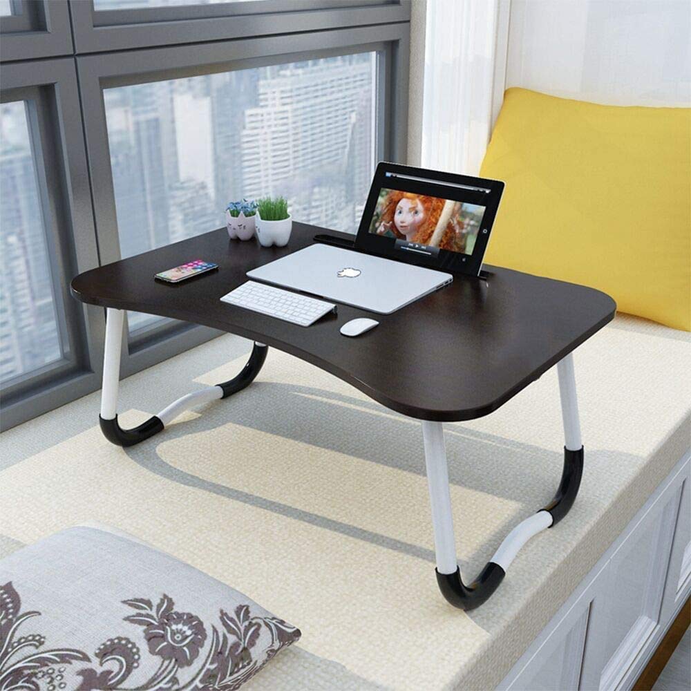 Adjustable Laptop Bed Table, Lap Standing Desk for Bed and Sofa Breakfast Bed, Folding Breakfast Serving Coffee Tray Notebook Stand Reading Holder for Couch Floor Kids