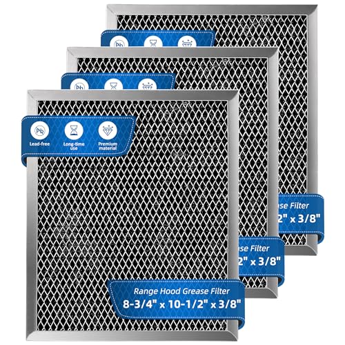 97007696 Charcoal Filter Replacement for Range Hood 41F Grease Filter 6105c 8-3/4" x 10-1/2" Aluminum Mesh Charcoal Carbon Filter Compatible with Most Brand Stove Vents -3 PACKS