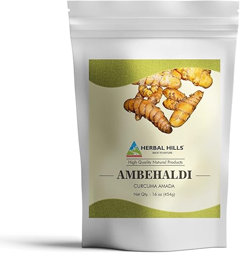 HERBAL HILLS Ambehaldi - Polvo de cúrcuma en polvo/Amba Haldi/Curcuma Amada/Curcuma Longa/Curcumina de cúrcuma | 16 oz (454 GMS)