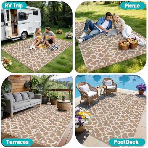 HEBE Outdoor Rug Waterproof 6x9, Plastic Straw Rug Camping Rug, Reversible Outdoor Patio Rugs RV Mat Clearance, Indoor Outside Floor Carpet for Porch,Deck,Camper,Balcony,Backyard - Image 7