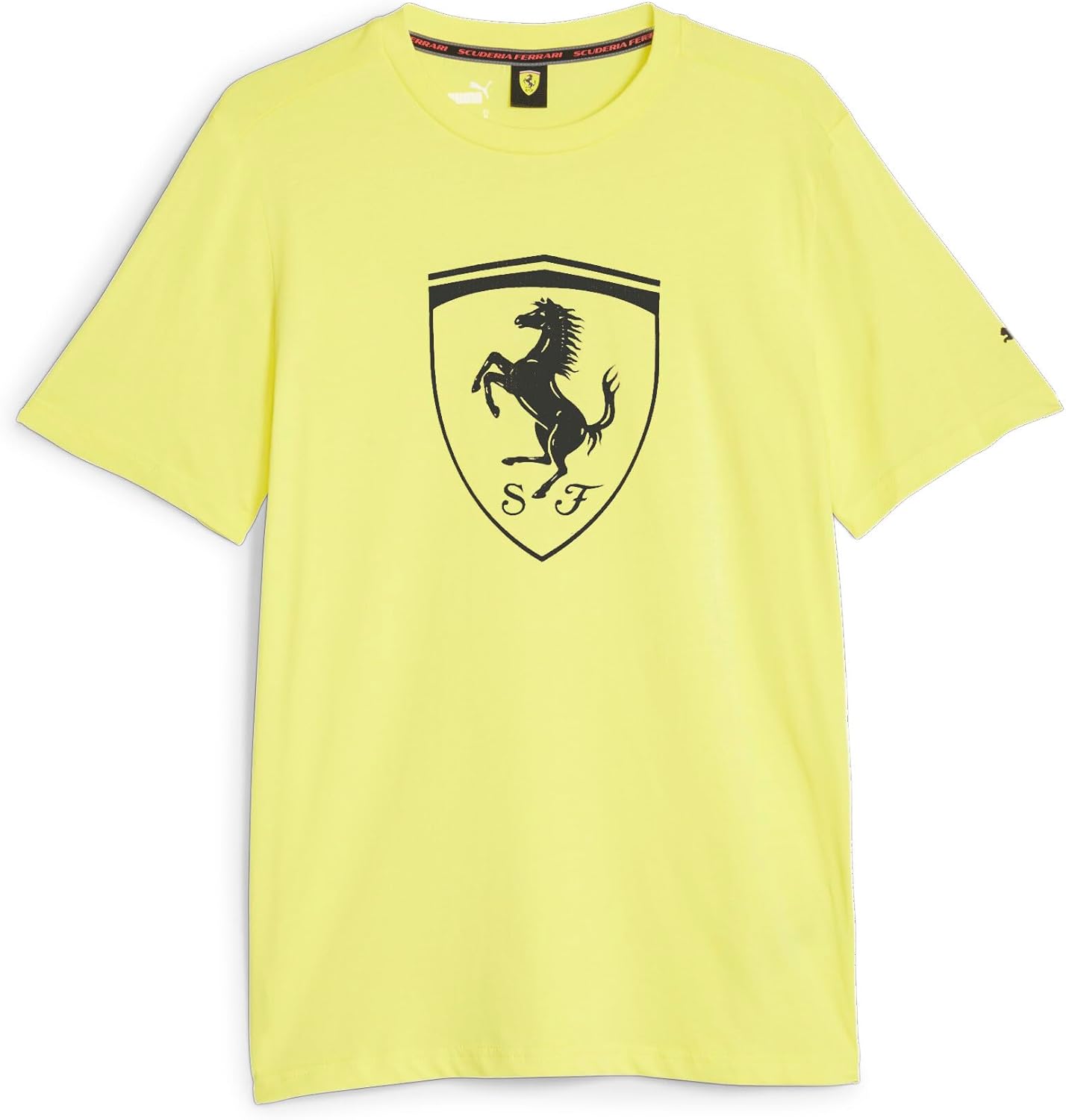 PUMA Men's Standard Ferrari Race Tonal Big Shield Tee, Speed Yellow, Large