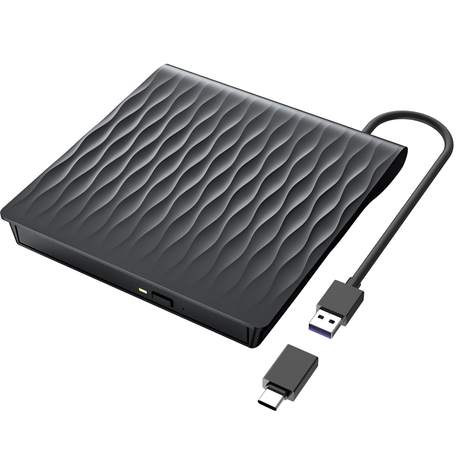 External CD/DVD Drive, for Laptop USB 3.0 & Type-C External CD DVD Burner CD/DVD+/-RW Rewriter for Laptop, Desktop, iMac, MacBook, Compatible with Windows 11/10/XP/8/7/Vista/Linux/MacOS