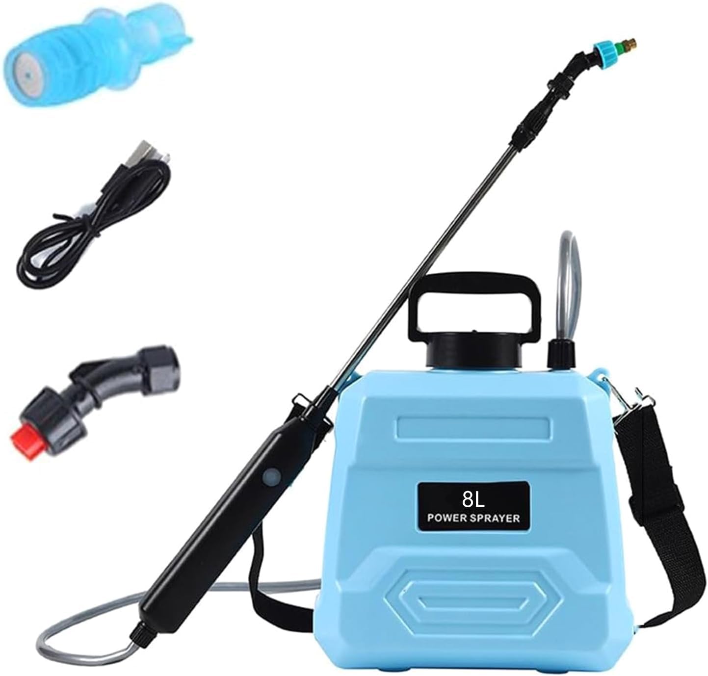 アップグレードされた電動除草スプリンクラーバッテリー充電式格納式ワンドショルダーストラップ漏れ防止スプリンクラー 庭高圧庭用