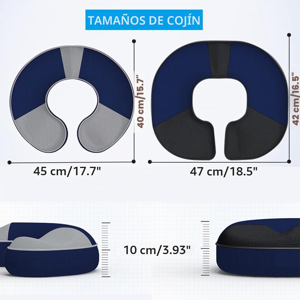 Surwin Cojín Antiescaras Cojín Silla Oficina, Cojín Lumbar para Adultos Alivio Dolor de Coxis Cojines, Cojin Antiescaras para Silla de Ruedas para Embarazo Postparto (1 Pieza,Cuadrado-Negro)