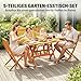 Outsunny Gartenmöbel Set Akazienholz Sitzgruppe 5-teilig Klappbar Tisch mit 4 Klappstühlen Lamellendesign, wetterfest Essgruppe Gartengarnitur Gartenset für Garten Balkon Naturholz