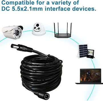 Dc Power Extension Cable,5.5mm x 2.1mm 12v Extension Cord 13FT Security Camera Cable DC Male to Female Extender Wire for CCTV IP Indoor Camera Dvr Standalone LED Strip,DC Supply Adapter