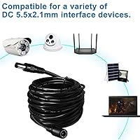 Vista 5 de Cable de extensión de alimentación CC de 12 V, 5.5 mm x 2.1 mm, cable de extensión de 6 pies para cámara de seguridad CCTV IP, cable DC macho a