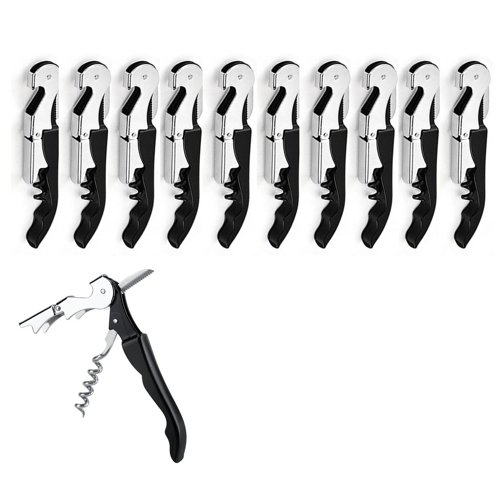 Abridor de Botellas de Vino Tinto, Llave de Botella de Acero Inoxidable, Interruptor de Botella de Corcho, Camarero de Restaurante (10, black)