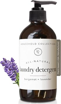 Rowe Casa Organics Bergamot and Lavender Laundry Detergent Liquid Natural Liquid Washing Detergent with Floral, Sweet, and Fresh Scent 16 Oz Pump Bottle