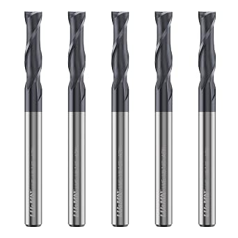 LU&MN Carbide Square End Mill, 2 Flute, 1/8", 5 Piece