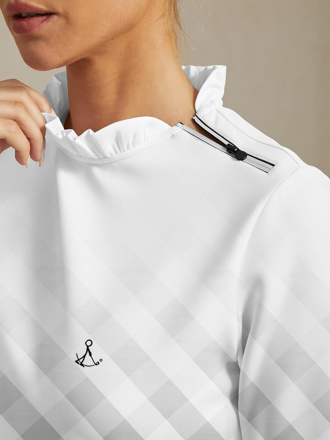 ACEGOLFS Women's Golf Sweatshirts Casual Long Sleeve Zipper Pullover Sweaters Loose Ruffle Mock Neck Printed Workout Tops - Image 5