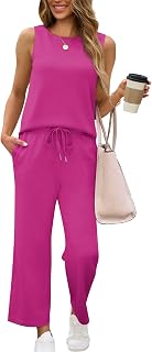 SAMPEEL Two Piece Sets for Women Summer Outfits Beach Vacation Clothes Wide Leg Crop Pants