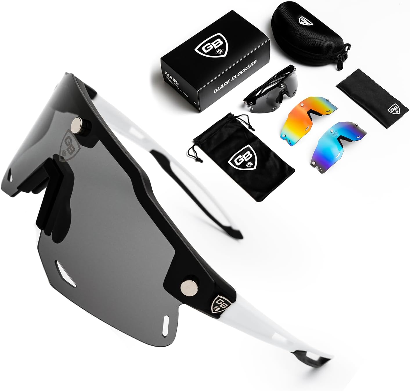 GB MAGS Magnetic Set Polarized All Sports Sunglasses Cycling Sun Glasses for Men Women | 3 Interchangeable Lenses